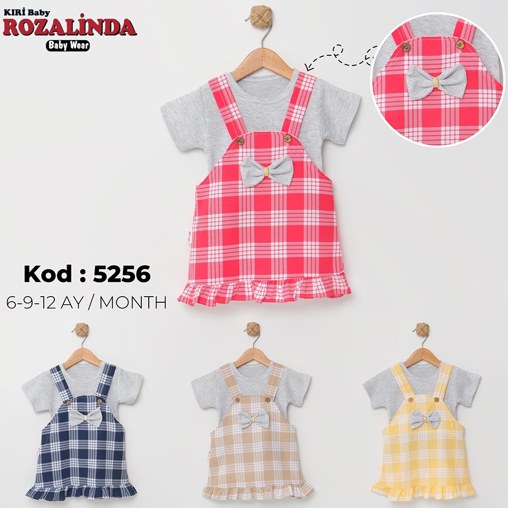 Rozalinda 5256 Kız Bebe Penye Metraj Askılı Elbise 6-12 Ay