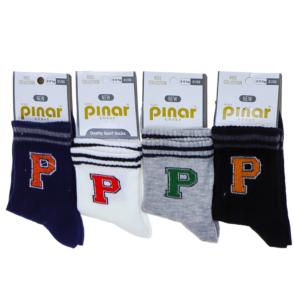 Pınar 5864 Yeni Erkek Çocuk Likralı Mevsimlik Soket Çorap - Karışık Renk - 5-6 YAŞ