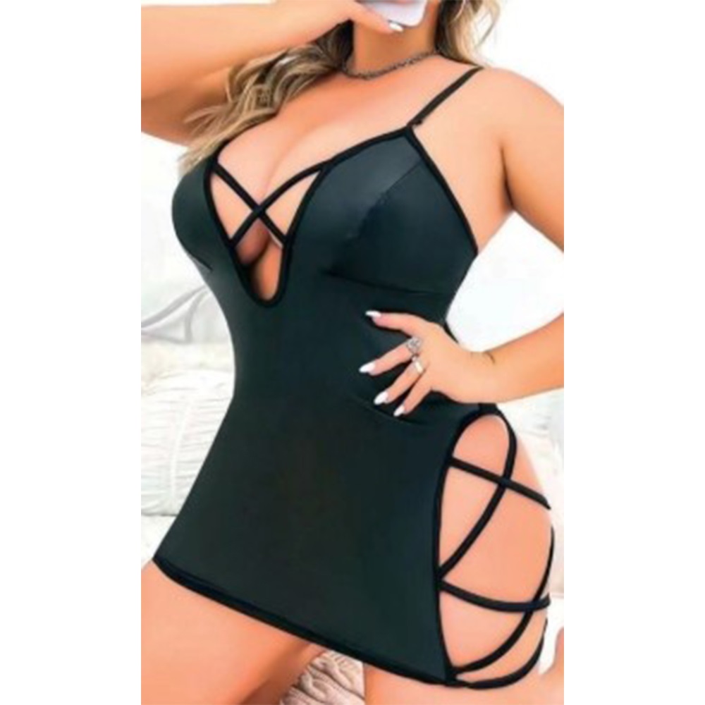 Nightlight 3678 Bayan Fantazi Gecelik - Siyah - 2XL