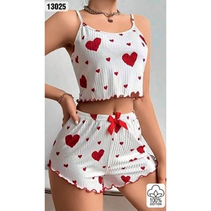 Lily Bianca 13025 Bayan Fantazi Şortlu Takım Gecelik - Beyaz - S-M