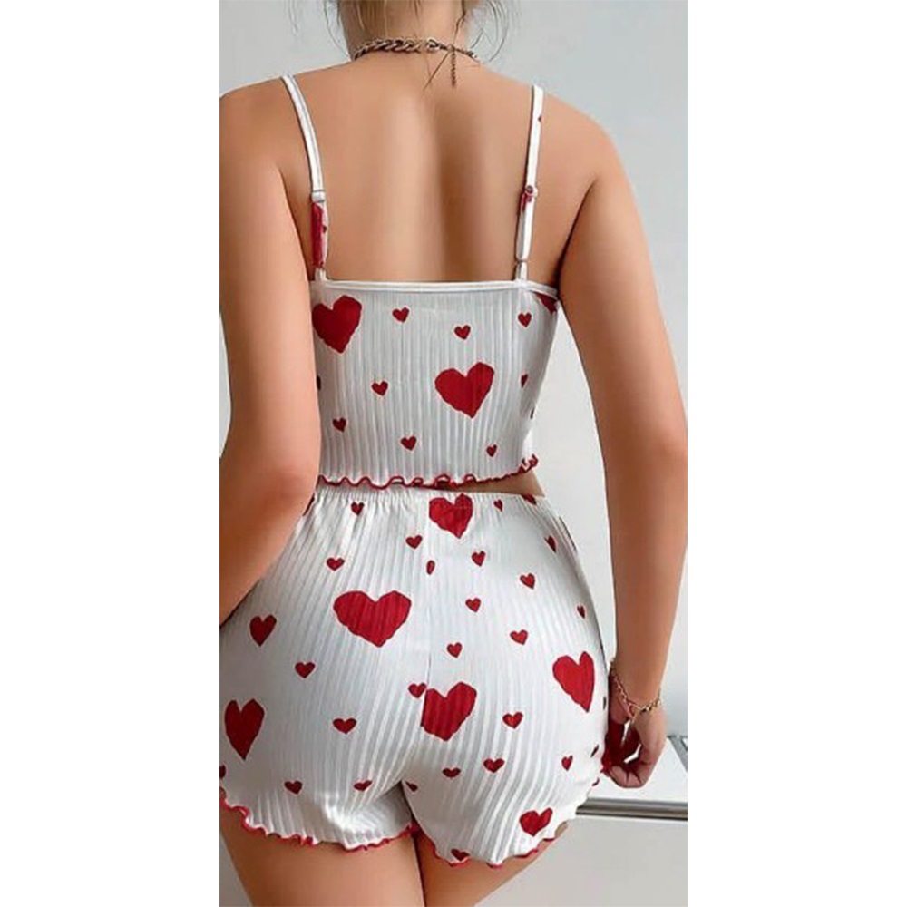 Lily Bianca 13025 Bayan Fantazi Şortlu Takım Gecelik - Beyaz - S-M