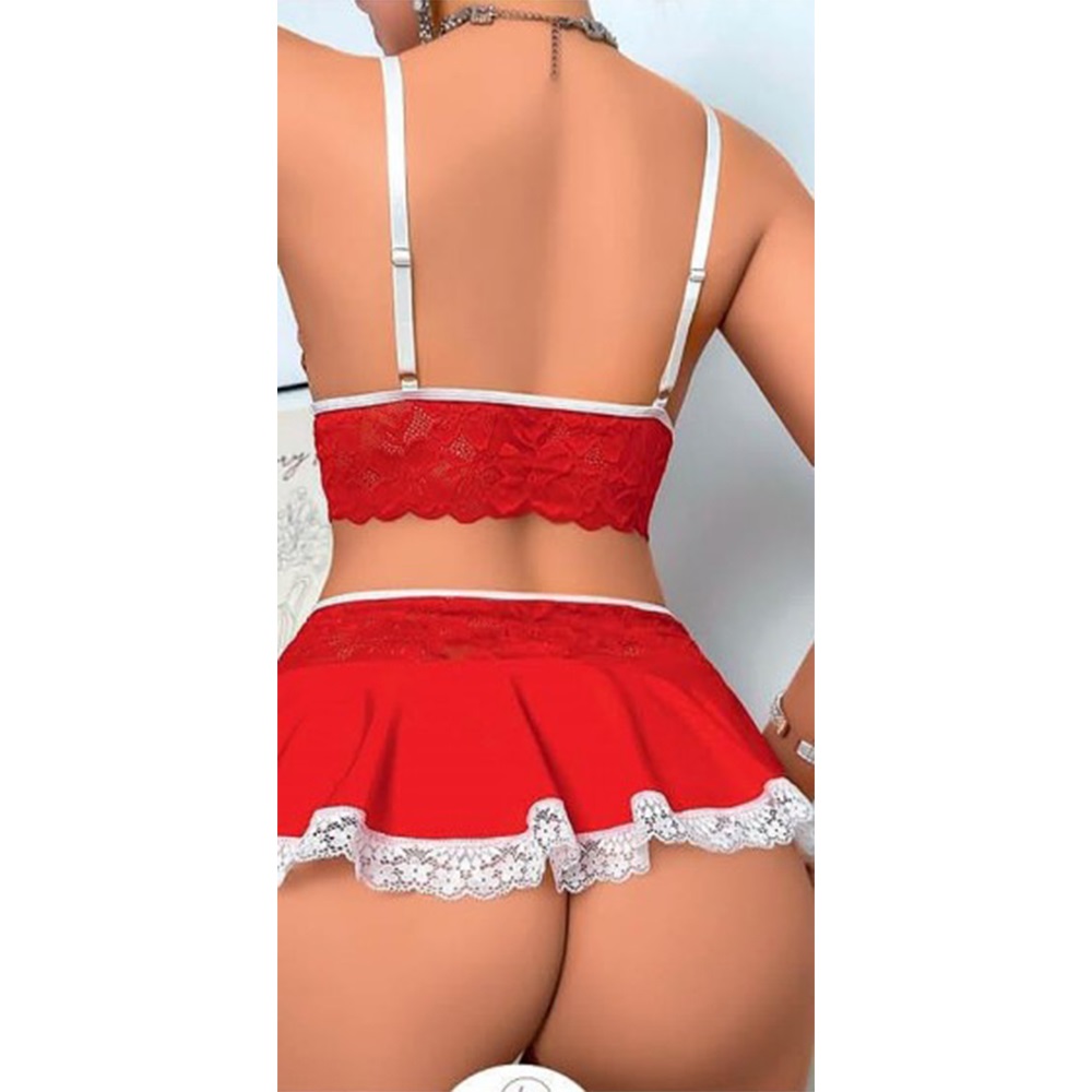 Lily Bianca LB-139 Bayan Dantelli Jartiyerli Takım Fantazi Gecelik