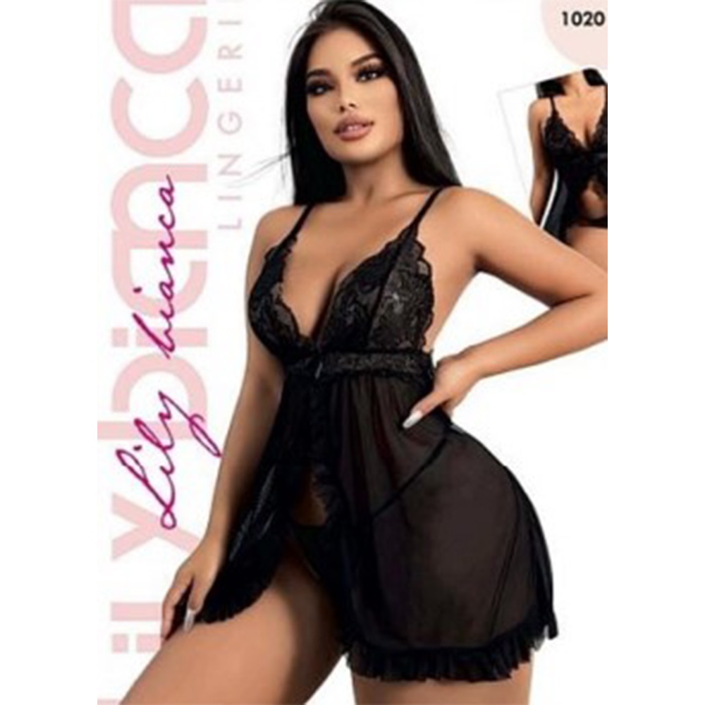 Lily Bicnca 1020 Bayan Dantelli Jartiyerli Fantazi Kısa Gecelik