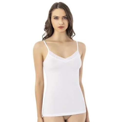 Kota 6609 Bayan Modal Yakası Tüllü İp Askılı Atlet - Siyah - L