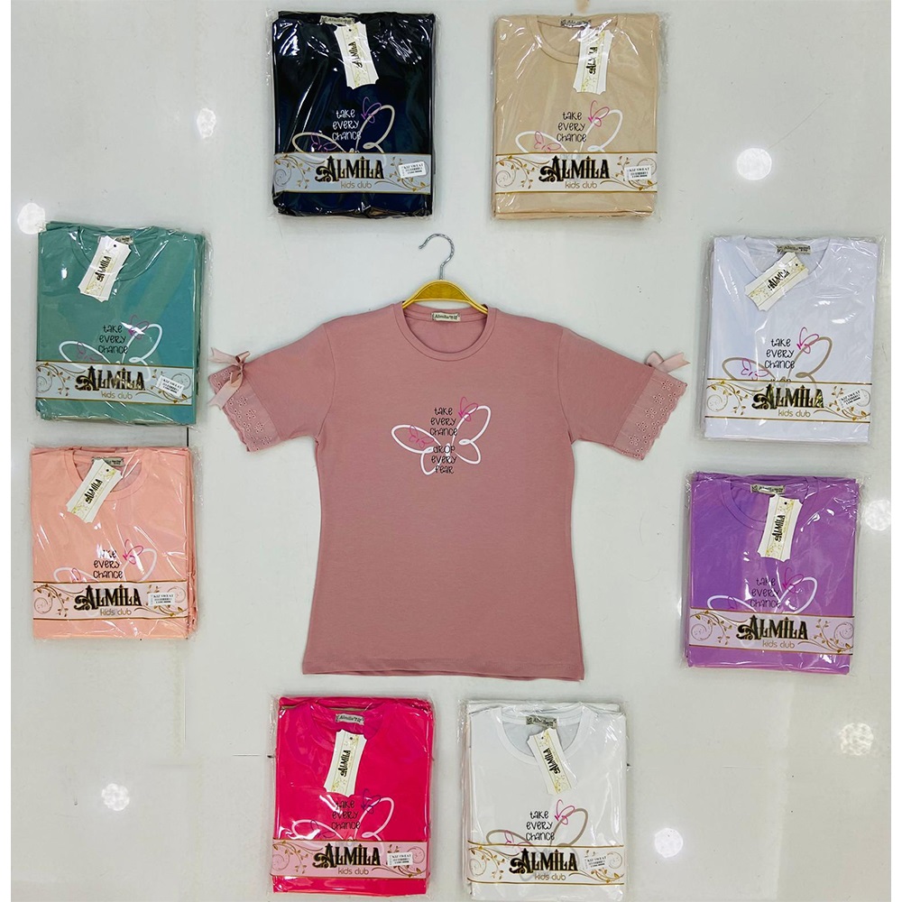 Almila Kız Çocuk Penye Baskılı Tişört 5-8 Yaş - Karışık Renk - 5-8 YAŞ