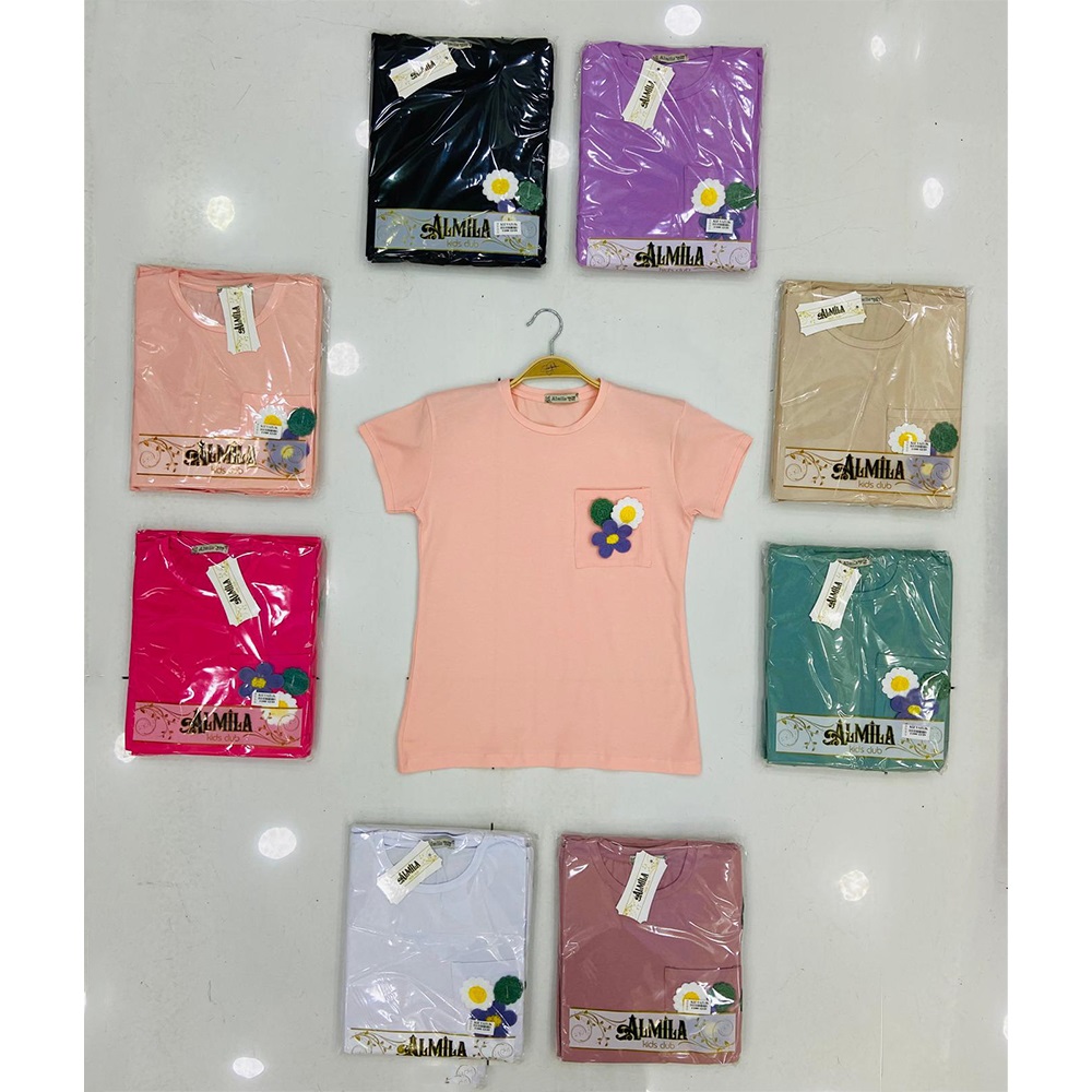 Almila Kız Çocuk Penye Baskılı Tişört 5-8 Yaş - Karışık Renk - 5-8 YAŞ