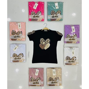 Almila Kız Çocuk Penye Baskılı Tişört 5-8 Yaş - Karışık Renk - 5-8 YAŞ