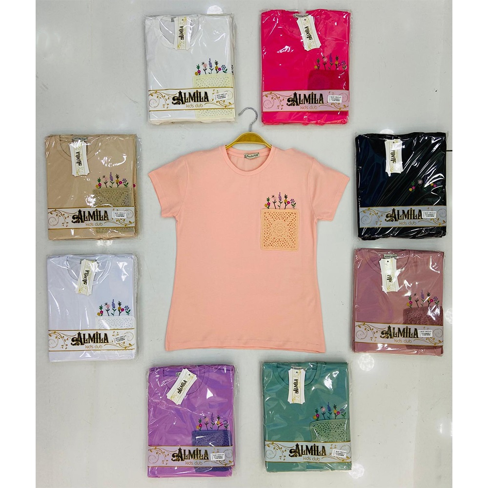 Almila Kız Çocuk Penye Baskılı Tişört 9-12 Yaş - Karışık Renk - 9-12 YAŞ