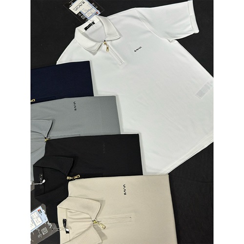 Avva 1802 Erkek Yakalı Fermuarlı İnci Diş Kollar Duble Tişört S-2XL - Karışık Renk - S-M-L-XL-2XL