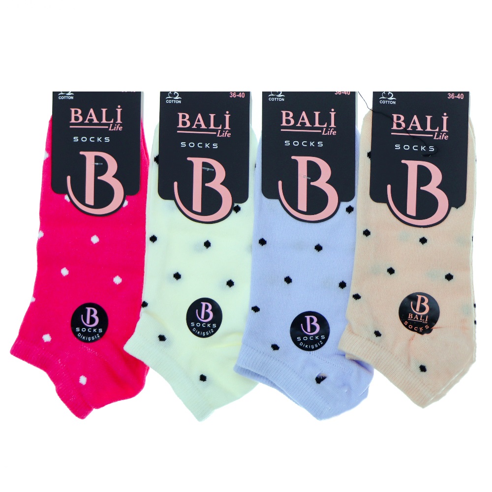 Bali 400 Bayan Cotton Likralı Dikişsiz Patik Çorap - Karışık Renk - ASORTİ
