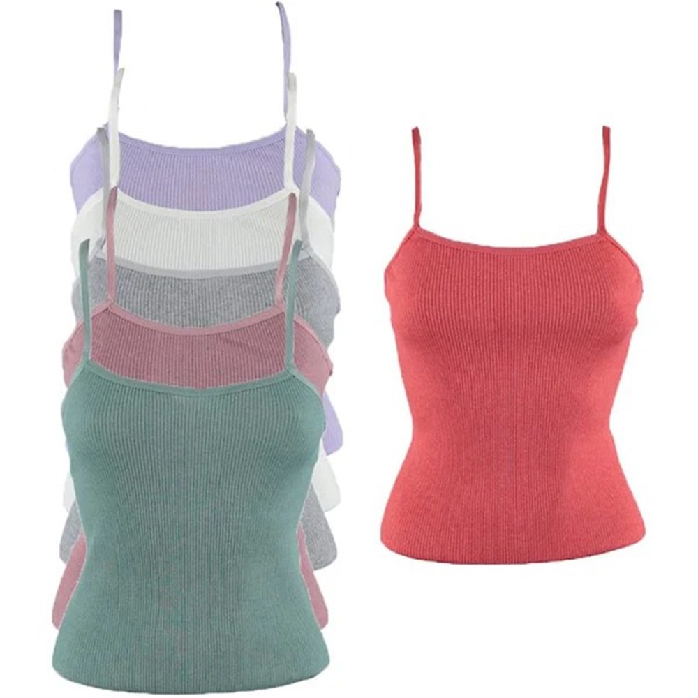 Gümüş 7012 Bayan Modal Likralı Derby İp Askı Atlet (6 Lı)- Karışık Renk - S-M