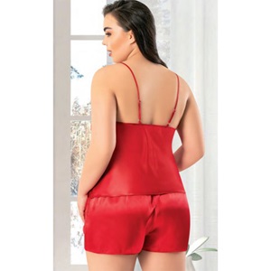 Miss Laris 4227 Bayan Battal Dantelli Saten Şortlu Gecelik