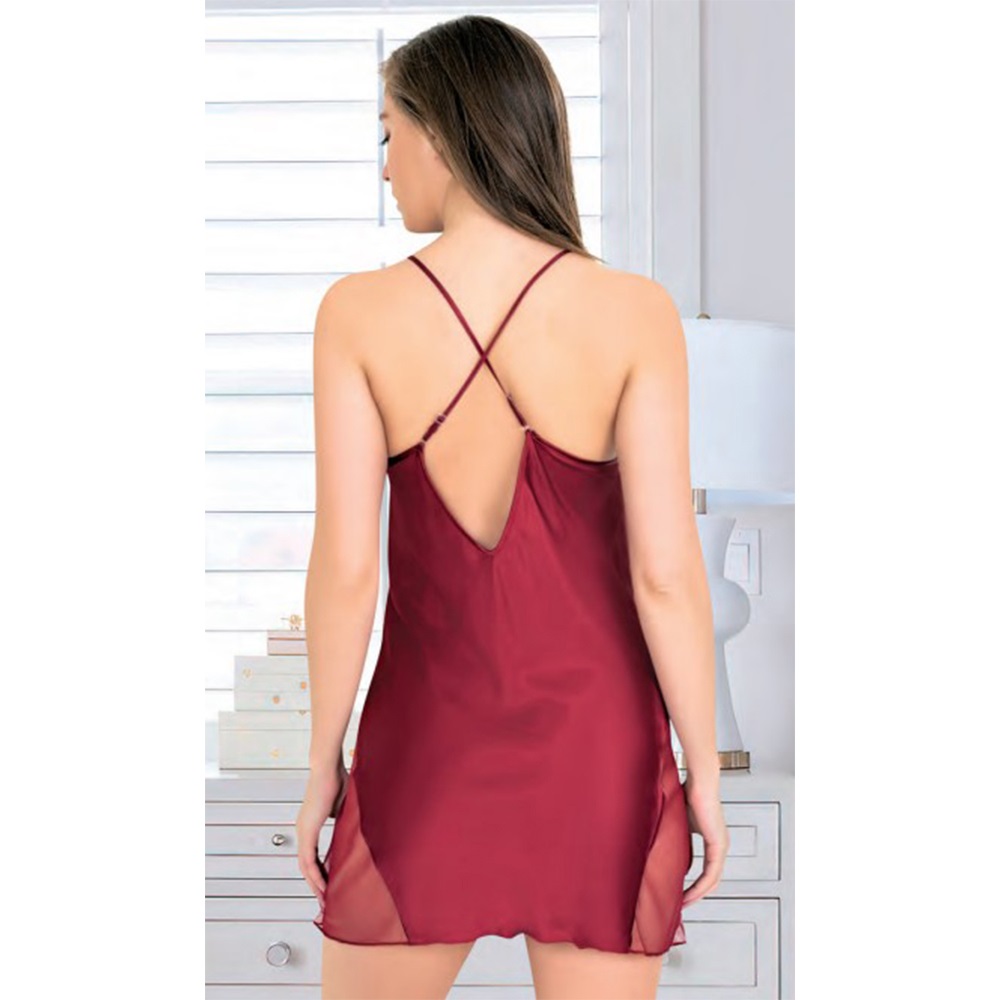 Miss Laris 2097 Bayan Dantelli Saten Kısa Gecelik
