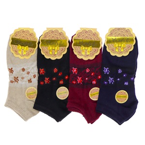 Sanbella 7589 Bayan Likralı Desenli Kısa Patik Çorap - Karışık Renk - ASORTİ