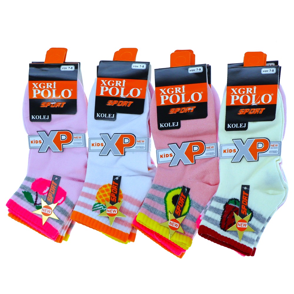 XGri Polo Ç-45 Kız Çocuk Penye Desenli Dubai Sport Kolej Çorap