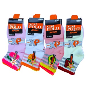 XGri Polo Ç-45 Kız Çocuk Penye Desenli Dubai Sport Kolej Çorap