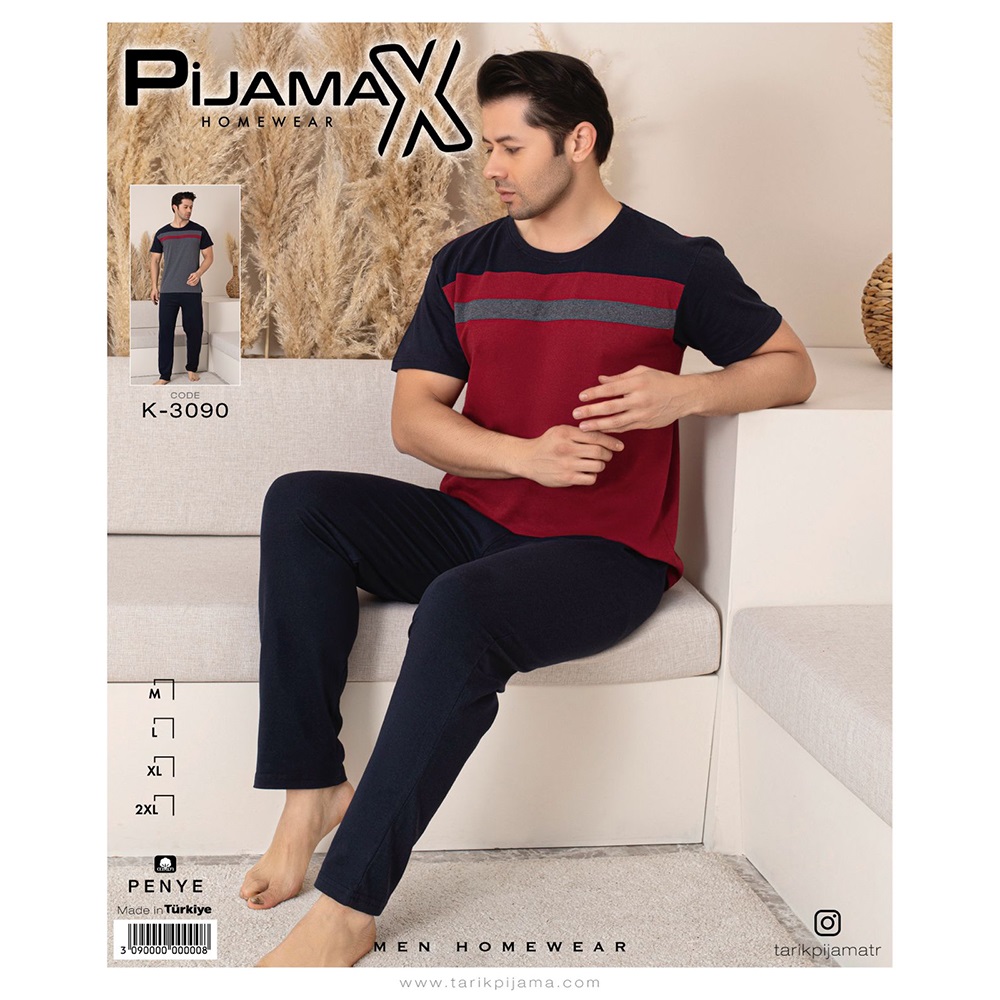 Tarık 3090 Erkek Penye Kısa Kol Pijama Takımı M-2XL - Bordo - M-L-XL-2XL