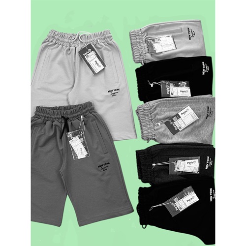 Paris Kids 8025-28 Erkek Çocuk Kompak New York Baskılı Flato Fermuarlı Kapri 5-8 Yaş - Karışık Renk - 5-8 YAŞ