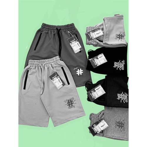 Paris Kids 8026-29 Erkek Çocuk Kompak Kare Baskılı Fermuarlı Kapri 9-12 Yaş - Karışık Renk - 9-12 YAŞ