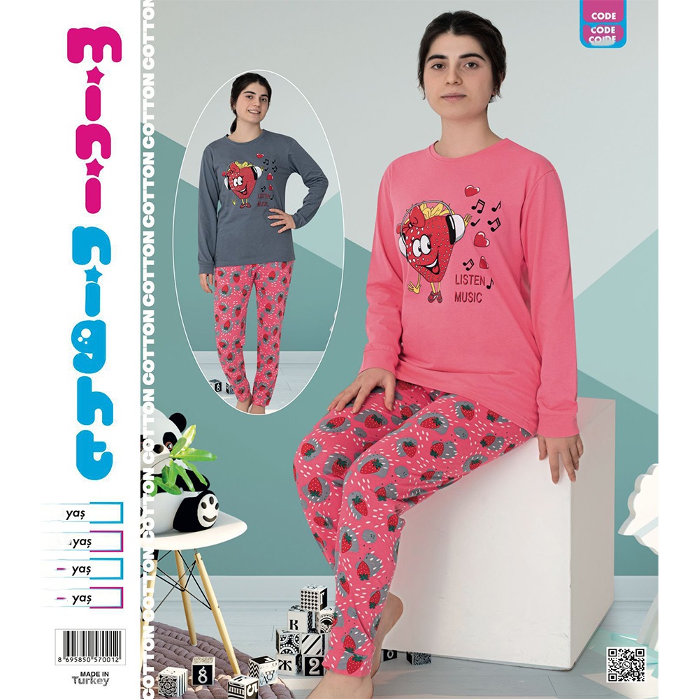Mimi Night 2282 Kız Çocuk Penye Uzun Kol Pijama Takımı 13-16 yaş