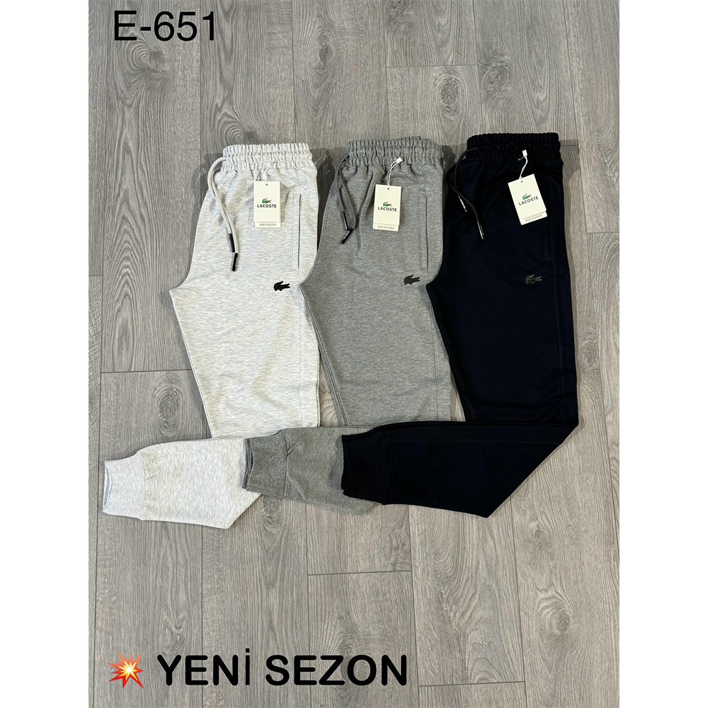Atrax E-651 Erkek Kompak Penye Lacoste Baskılı Paça Ribanalı Eşofman Alt S-XXL - Karışık Renk - S-M-L-XL-2XL
