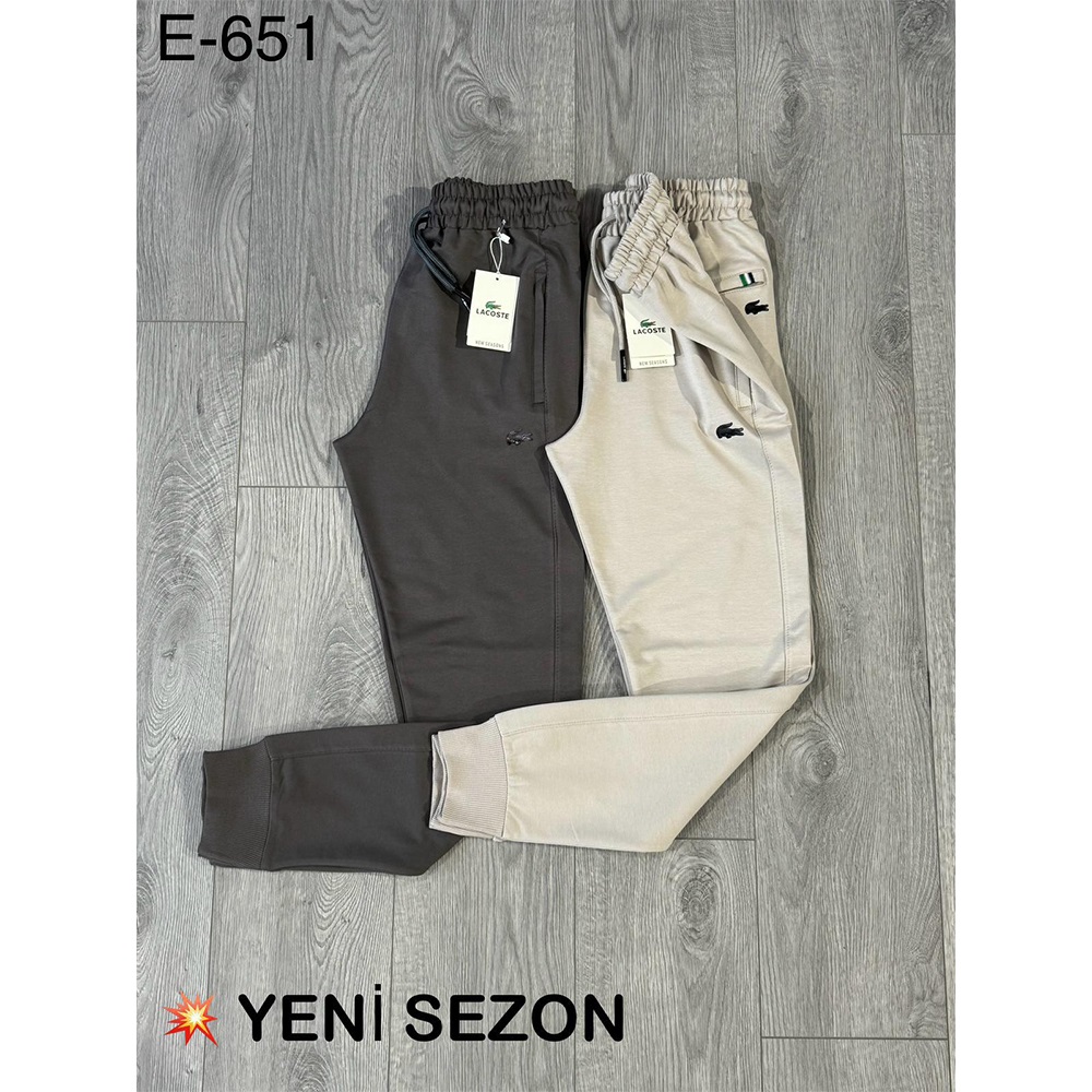 Atrax E-651 Erkek Kompak Penye Lacoste Baskılı Paça Ribanalı Eşofman Alt S-XXL - Karışık Renk - S-M-L-XL-2XL