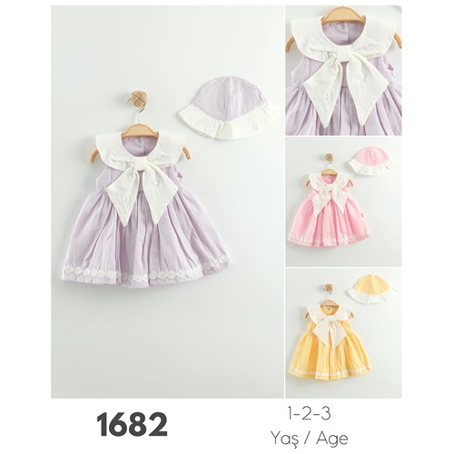 Tufitto 1682 Kız Çocuk fiyonklu Şapkalı Elbise 1-3 Yaş - Karışık Renk - 1-3 YAŞ