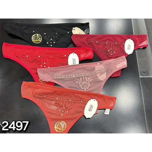 F-K 2497 Bayan Fantazi Tül Tanga Taş Detaylı Külot - Kiremit - S-M-L-XL