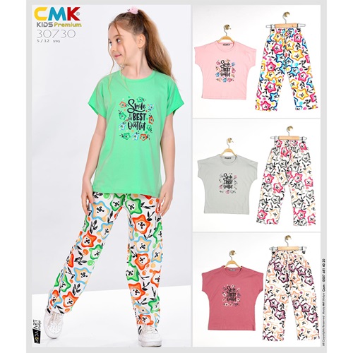 CMK KIDS 30730 Kız Çocuk Penye Smile Baskılı 2 Li Takım 5-12 Yaş - Karışık Renk - 5-12 YAŞ