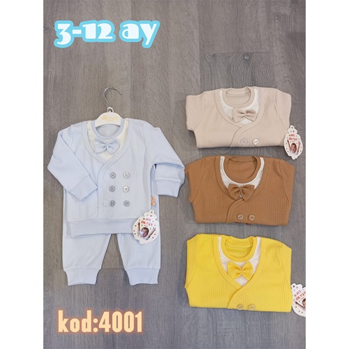 My Oktay 4001 Erkek Bebe Düğmeli Raporlu 2 Li Takım 3-12 Ay - Karışık Renk - 3-12 AY