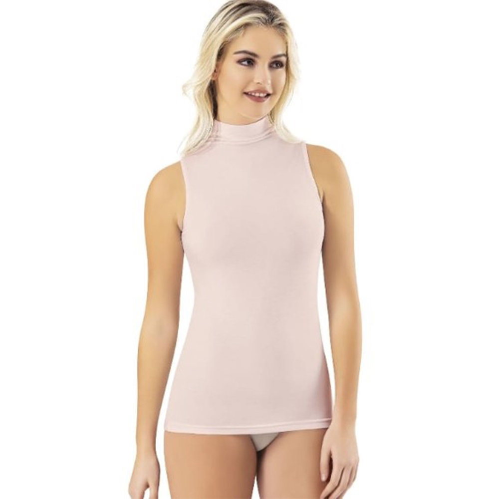 Kota 6614 Bayan Modal Sıfır Kol Balıkçı Yaka Atlet - Beyaz - 2XL