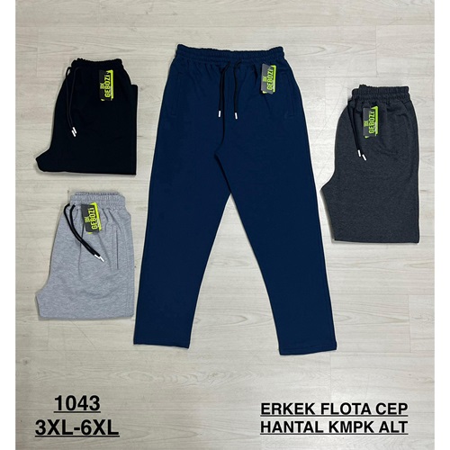 Gebozi 1043 Erkek Flato Hantal Resme Kompak Eşofman Alt 3XL-6XL - Karışık Renk - 3XL-6XL