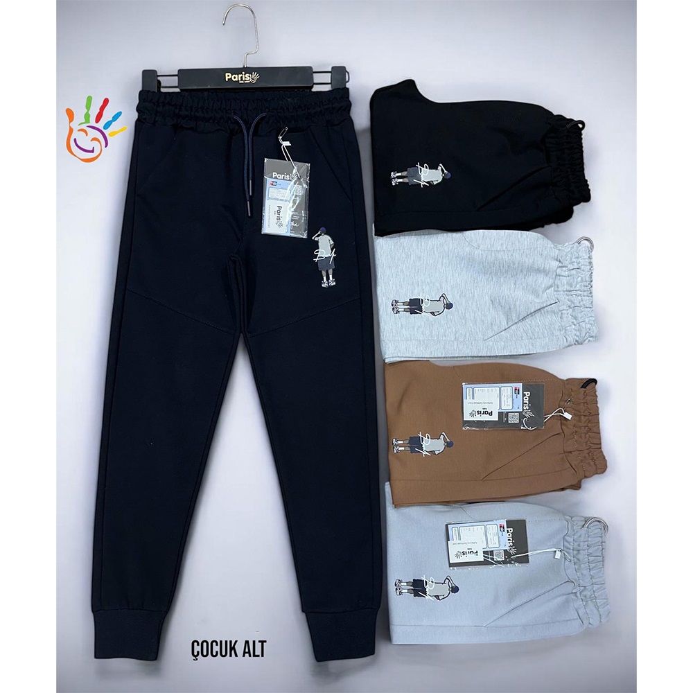 Paris Kids 7028-14 Erkek Çocuk Kompak Penye Adam Baskılı Cepli Eşofman Alt 9-12 Yaş