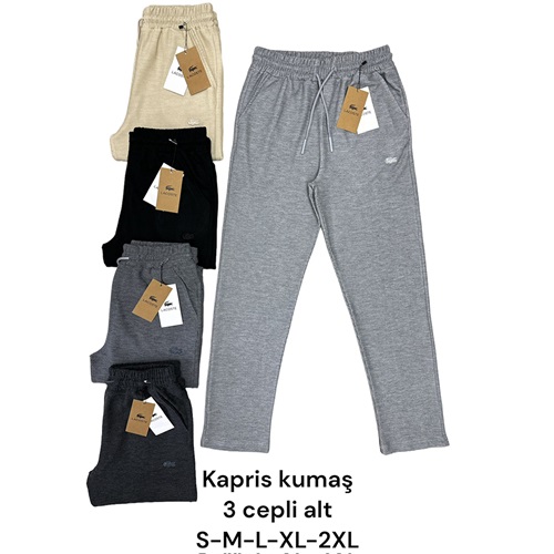 Srt K 2195 Erkek Lacoste Dar Paça 3 cepli Kapris Eşofman Alt S-2XL - Karışık Renk - S-M-L-XL-2XL