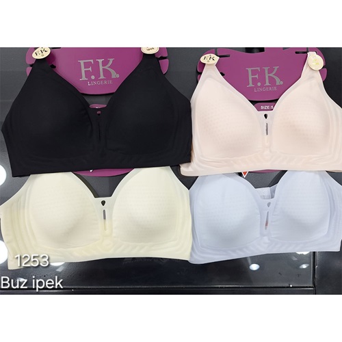 F.K 1253 Bayan Buz İpek Pedli Lazer Kesim Sütyen M-2XL - Siyah - M-L-XL-2XL