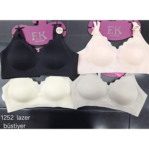 F.K 1252 Bayan Pedli Lazer Kesim Sütyen M-2XL - Ekru - M-L-XL-2XL