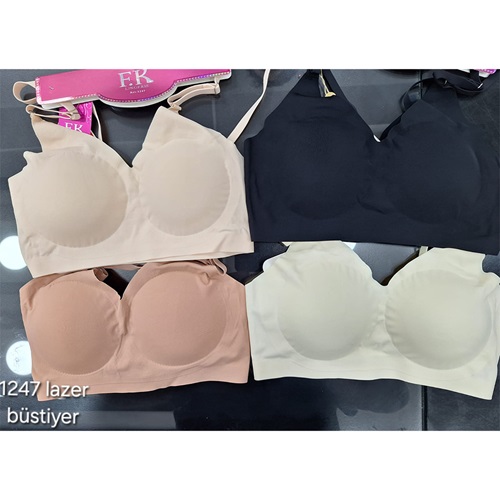 F.K 1247 Bayan Pedli Lazer Kesim Sütyen S-M-L-XL - Ekru - S-M-L-XL