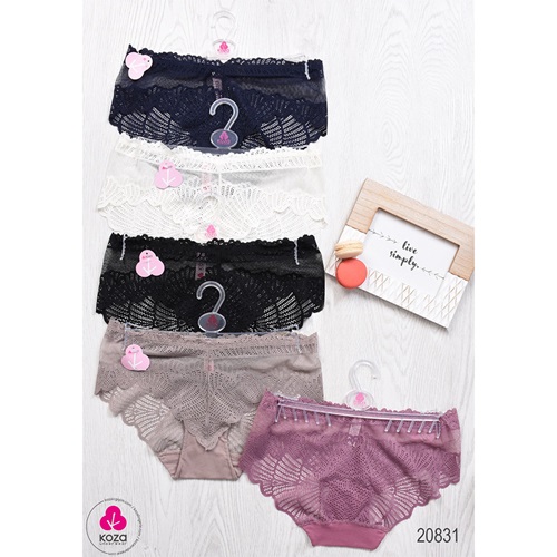 Koza 20831 Bayan Penye Dantelli Bikini Külot (10 Lu) - Lacivert - L