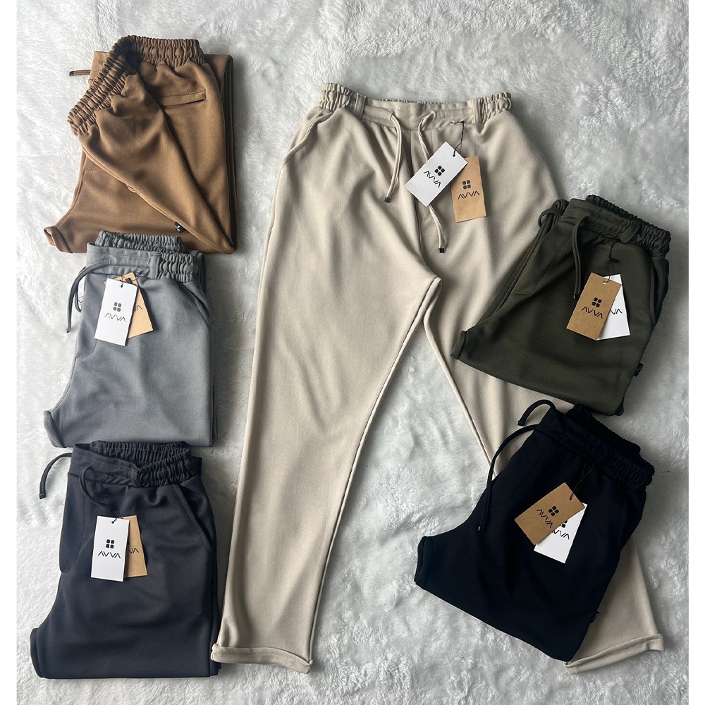 Avva Erkek İtalyan Pike Duble Paça Yarım Kemer Pantolon S-2XL (5 Li) - Karışık Renk - S-M-L-XL-2XL