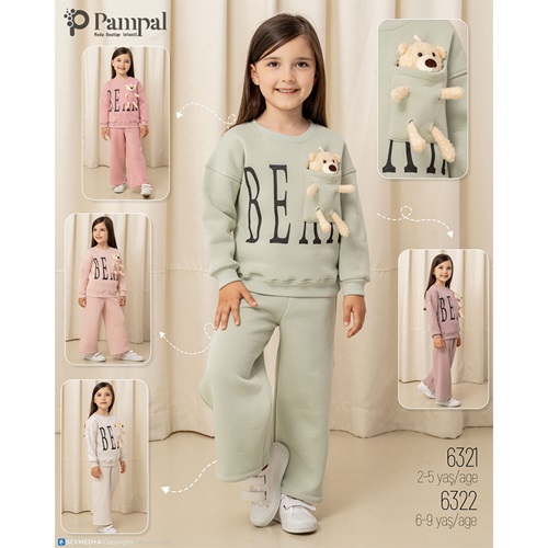 Pampal 6321 Kız Çocuk 3 İplik Bear Baskılı Sevimli Oyuncak AyıcıkTakım 2-5 Yaş - Karışık Renk - 2-5 YAŞ