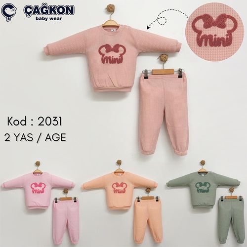 ÇAĞKON 2031 Kız Çocuk Süzene Nakışlı 2 li Takım 2 Yaş - Karışık Renk - 2 YAŞ