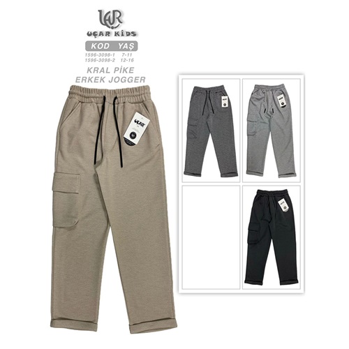 Uçar 3098-2 Erkek Çocuk Jager Tek Kö. Kmnd Kral Pıke Uzun Duble Paça Pantolon 12-16 Yaş - Karışık Renk - 12-16 YAŞ