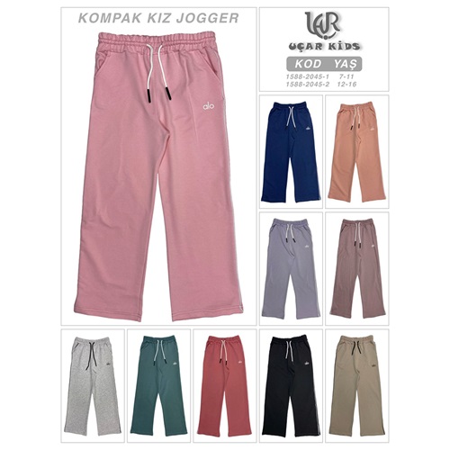 Alo 2045-2 Kız Çocuk Kompak Alo Baskılı Yan Piye Uzun Paça Geniş Eşofman Alt 12-16 Yaş - Karışık Renk - 12-16 YAŞ