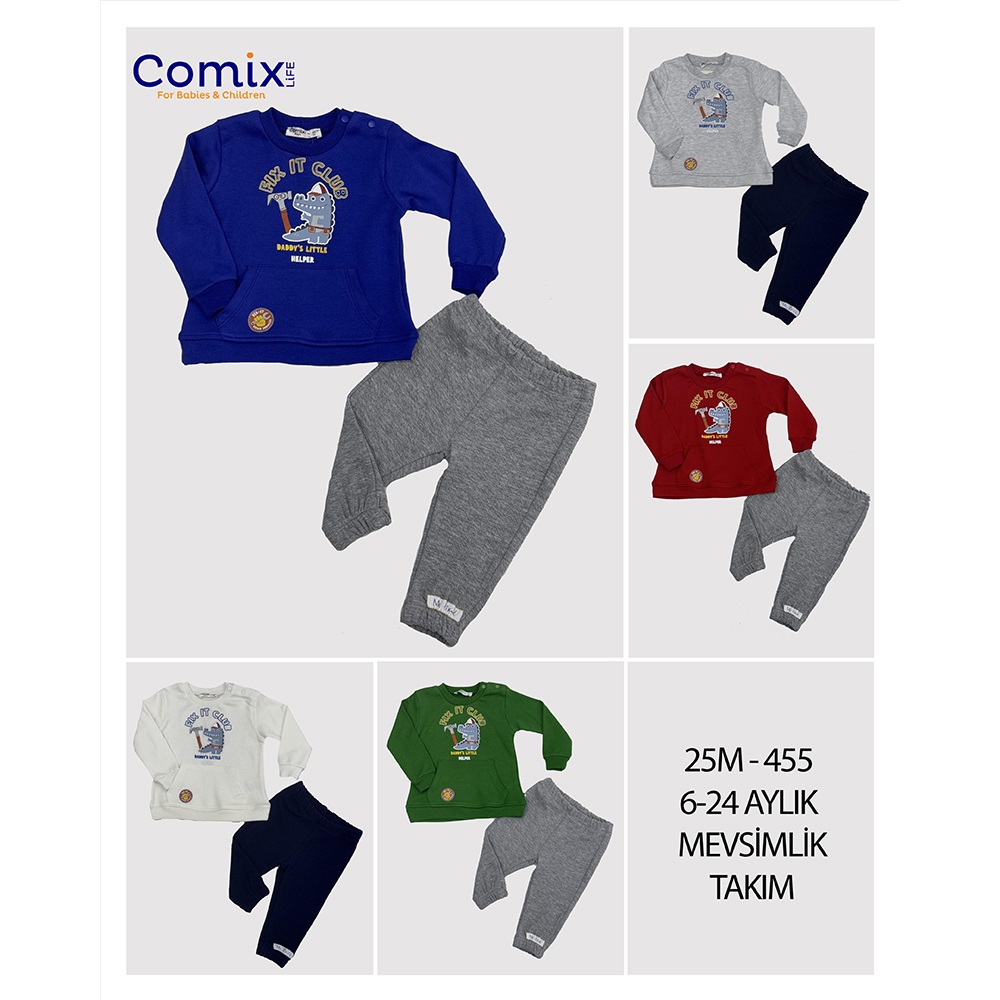 Comix 455 Erkek Bebe Club Baskısı İnterlok Takım 6-24 Ay