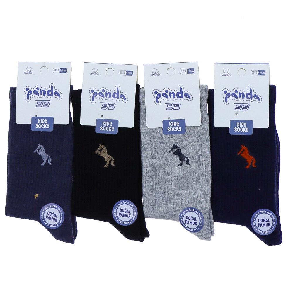 Panda P11 Erkek Çocuk Kolej Soket Çorap - Karışık Renk - 3-4 YAŞ