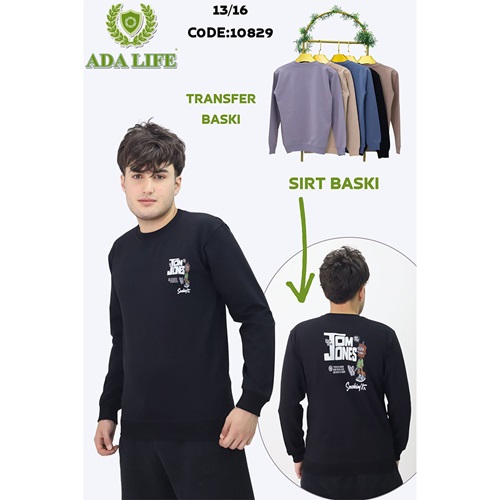 Ada Life 10829 Erkek Çocuk 2 İp Tom Jones Ön Arka Transfer Baskılı Sweat 13-16 Yaş- Karışık Renk - 13-16 YAŞ