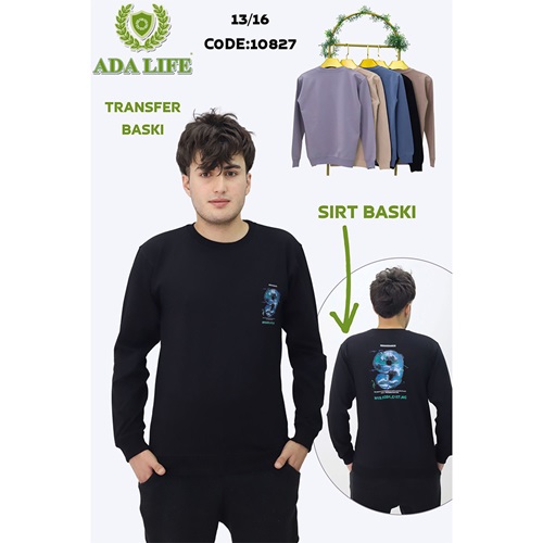 Ada Life 10827 Erkek Çocuk 2 İp 9 Numara Ön Arka Transfer Baskılı Sweat 13-16 Yaş - Karışık Renk - 13-16 YAŞ