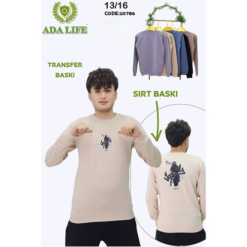 Ada Life 10786 Erkek Çocuk 2 İp Motorlu Adam Ön Arka Transfer Baskılı Sweat 13-16 Yaş - Karışık Renk - 13-16 YAŞ