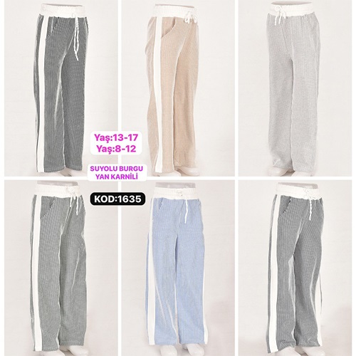 Yılmazcan 1635-2 Kız Çocuk Su Yolu Yan Garnili Palazo Eşofman Alt 13-17 Yaş - Karışık Renk - 13-17 YAŞ