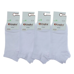 Ekinoks St04643 Bayan Bambu Patık Çorap - Beyaz - PAKET İÇİ TEK RENK